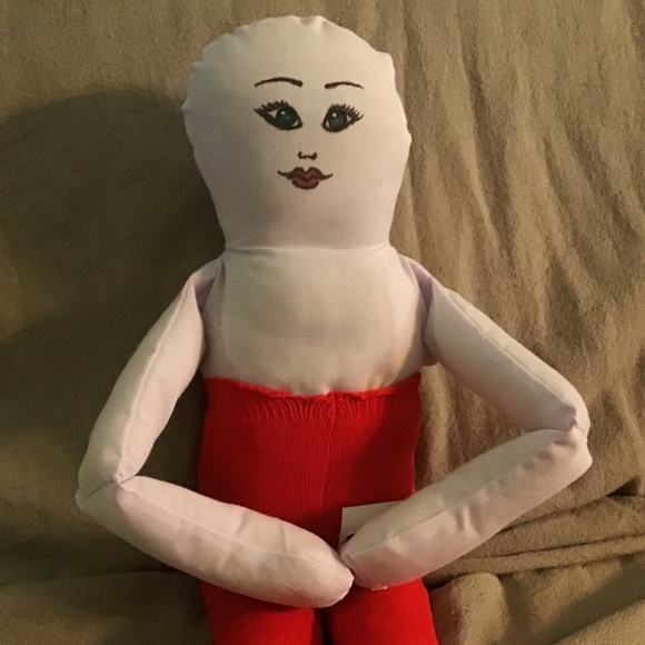 Hand Crafted Other - Hand Painted Face Soft Cloth Doll with Red Tights 18” length